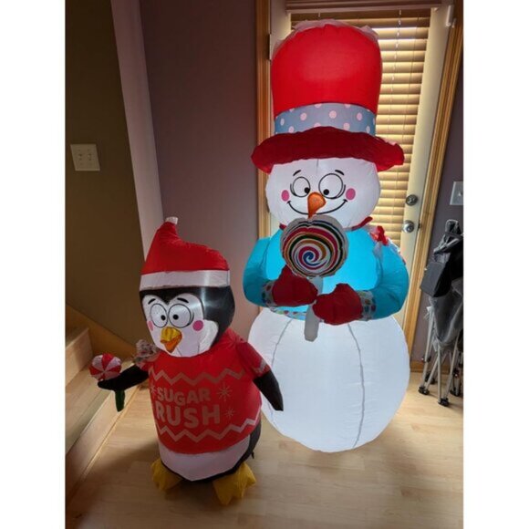 🆕6FT Christmas Inflatables Snowman Blow Up Penguin Lollipop Outdoor Decorations - Picture 2 of 9